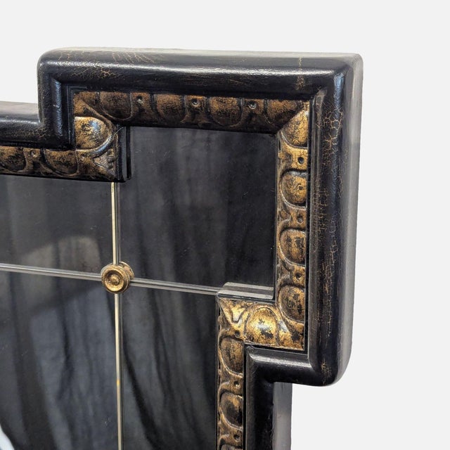 Traditional Ethan Allen Black Crackle Turret Mirror For Sale - Image 3 of 4