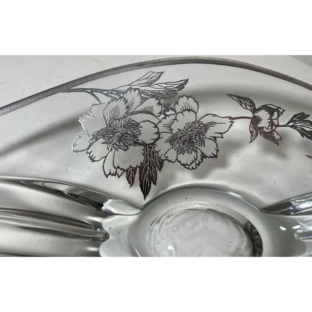 Large Vintage Art Deco Sterling Silver Overlay Glass Crystal Centerpiece Bowl For Sale - Image 12 of 13