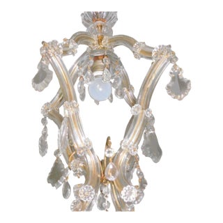 1960's Hollywood Regency Italian Murano Crystal Ceiling Light/ Lantern/ Pendant Fixture For Sale