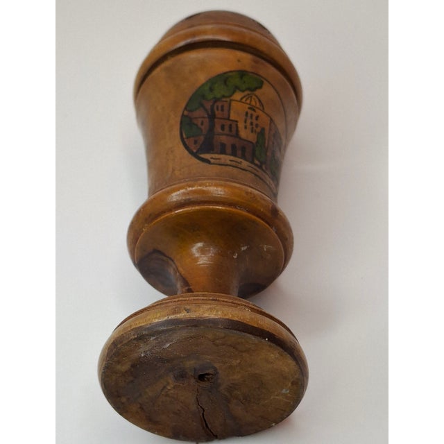 Wood Antique Bezalel Jerusalem Olive Wood Spice Box Besamim Holder 1920s Palestine Era For Sale - Image 7 of 18