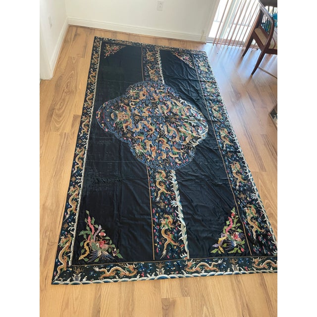 Early 19th Century Antique Chinese Qing Dynasty Large Altar Embroidery For Sale - Image 9 of 10