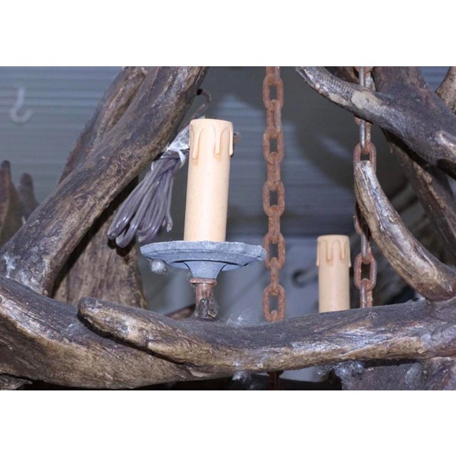 1990s Extremely Large Baronial Hunting Lodge Style Moose Antler Horn Chandelier For Sale - Image 9 of 11