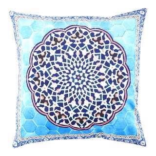 Contemporary Persian Tile Velvet Pillow For Sale