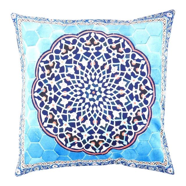 Contemporary Persian Tile Velvet Pillow For Sale