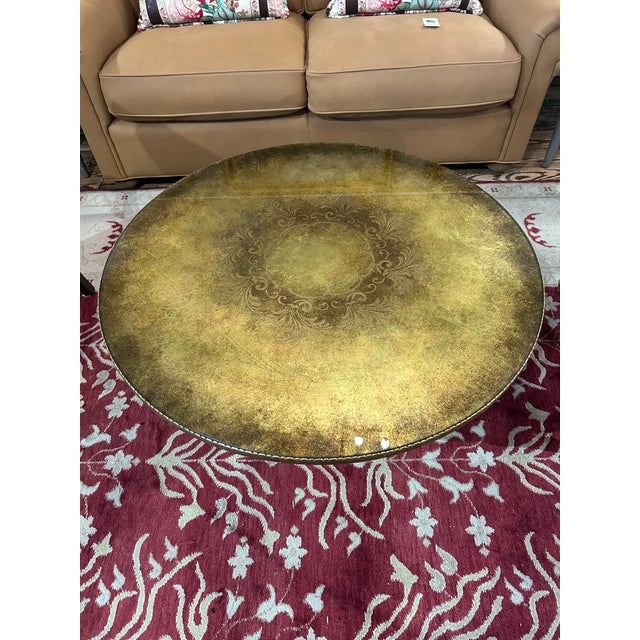 Vintage Reverse Painting on Glass Round Coffee Table For Sale - Image 10 of 13