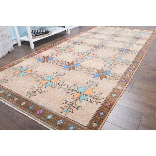 1970s Vintage Turkish Oushak Handmade Wool Cotton Brown Area Rug For Sale - Image 5 of 11