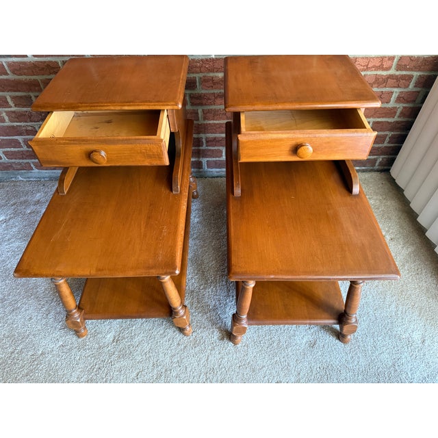 Wood Heywood-Wakefield Birch Step End Table With Drawer Mid-Century For Sale - Image 7 of 7