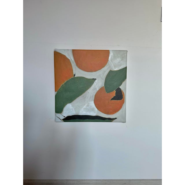 This is an original handmade acrylic painting on canvas featuring a minimalist, abstract interpretation of fruit and...