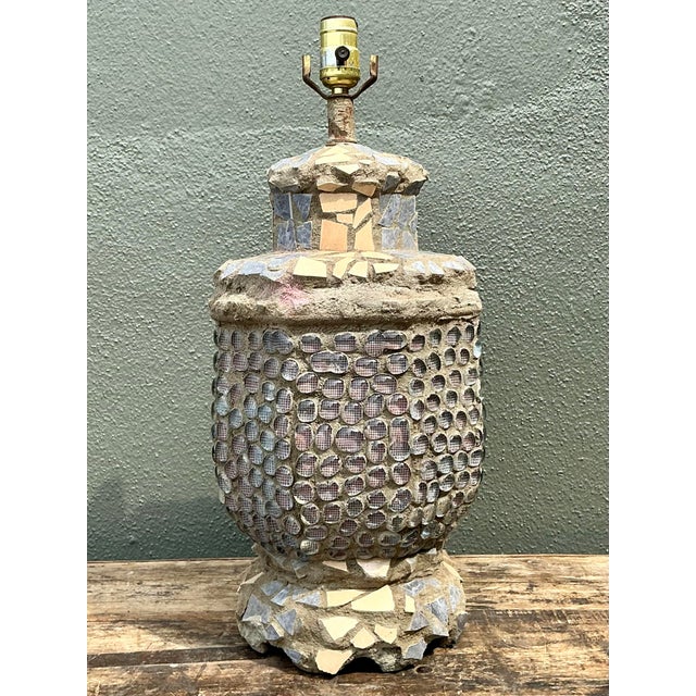 Vintage Found Object Mosaic Lamp For Sale - Image 10 of 12