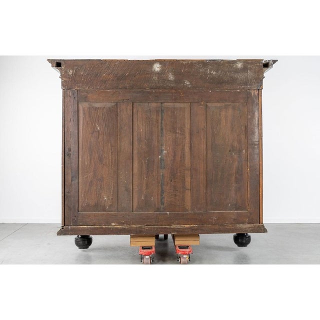 Wood Monumental 17th Century Dutch Cabinet in Sculpted Oak For Sale - Image 7 of 8
