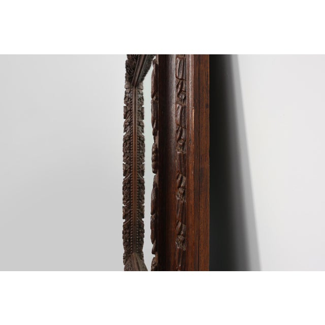 Wood Large Antique French Carved Oak Mirror, 19th Century For Sale - Image 7 of 12