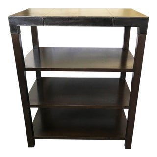 Mitchell Gold Wood Bookshelf With Leather Top For Sale