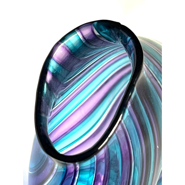 Handblown Art Glass With Reticello Pattern in Blue and Lavendar in Murano Style For Sale - Image 11 of 14