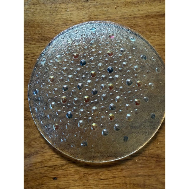 Four 8” Asteroid Bubble Glass Plates by Mid-Century Modern Polish Art Glass Designer Jan Sylwester Drost For Sale - Image 4 of 9