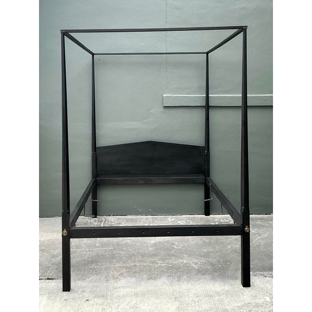 Black Vintage Boho Shaker Style Full Canopy Bed For Sale - Image 8 of 12