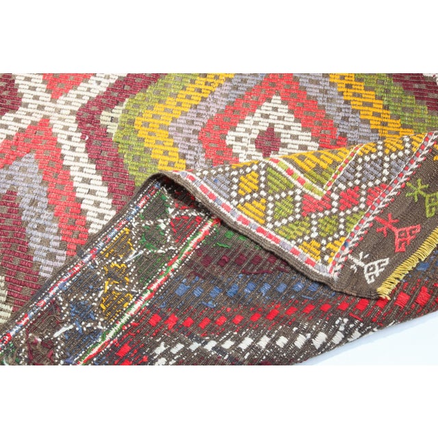 1960s Handmade Emproidery Vintage Turkish Floor Kilim-6' X 8' 3'' For Sale - Image 4 of 12