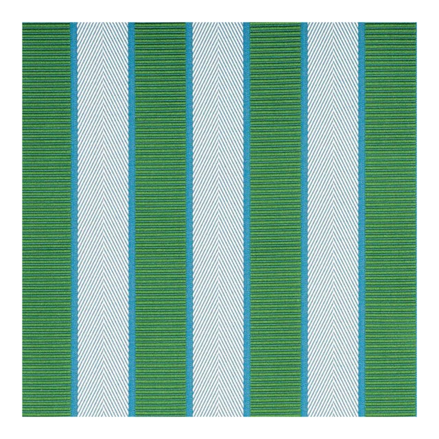 Sample - Schumacher X Timothy Corrigan Ribbon Stripe Fabric in Emerald For Sale
