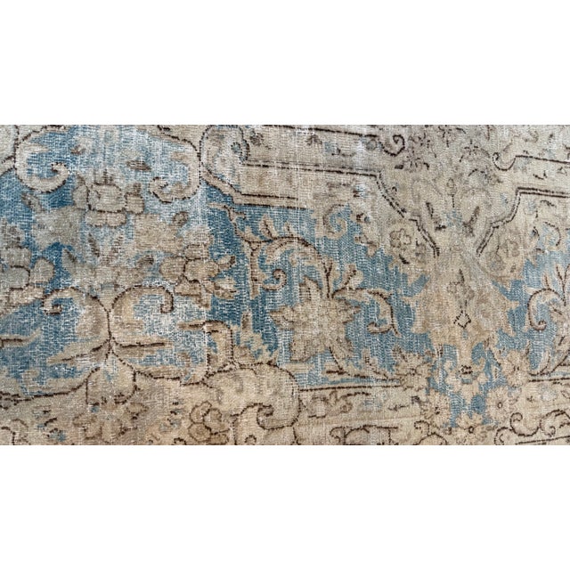 Blue Mid-20th Century Antique Kerman Wool Rug For Sale - Image 8 of 14