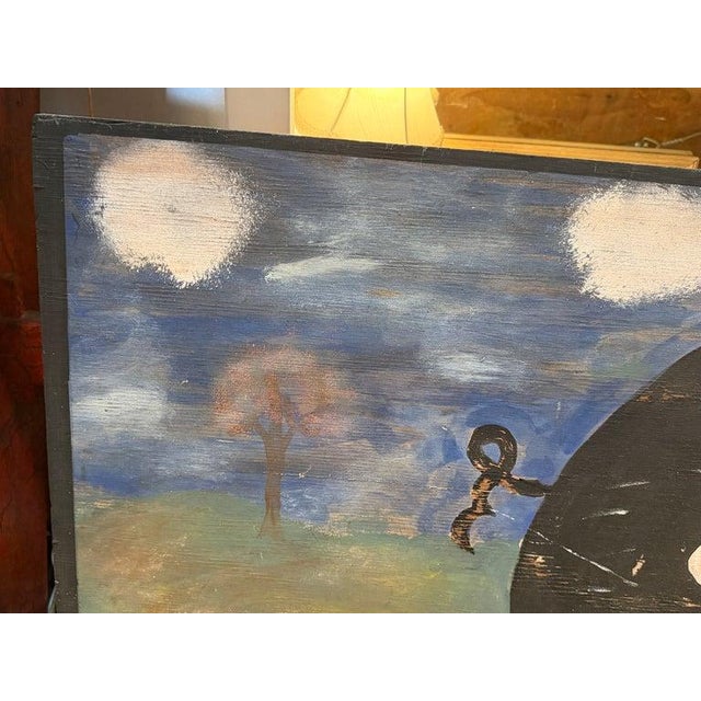 Late 20th Century Late 20th Century Folky Pig Painting on Board For Sale - Image 5 of 6