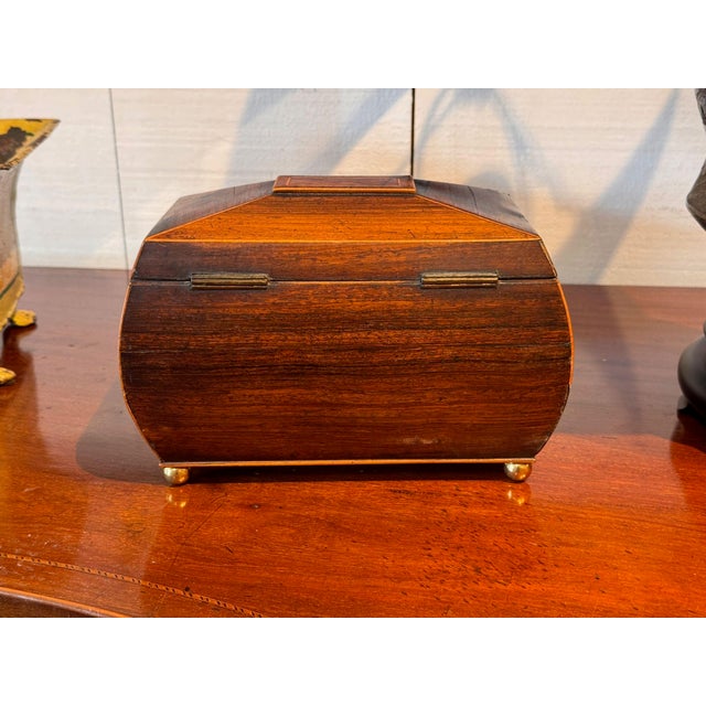 Wood 19th Century Sarcophagus Form Tea Caddy With Fitted Interior For Sale - Image 7 of 7