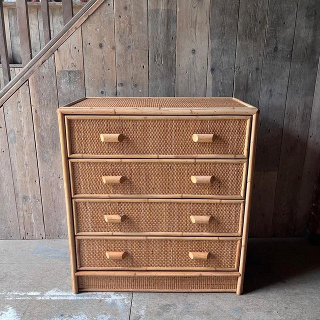 Vintage Bamboo and Cane Chest of Drawers For Sale - Image 10 of 10