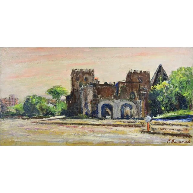 Pino Romanò, Poarta Sân Paolo and the Pyramid in Rome, Oil Painting, 1990s For Sale