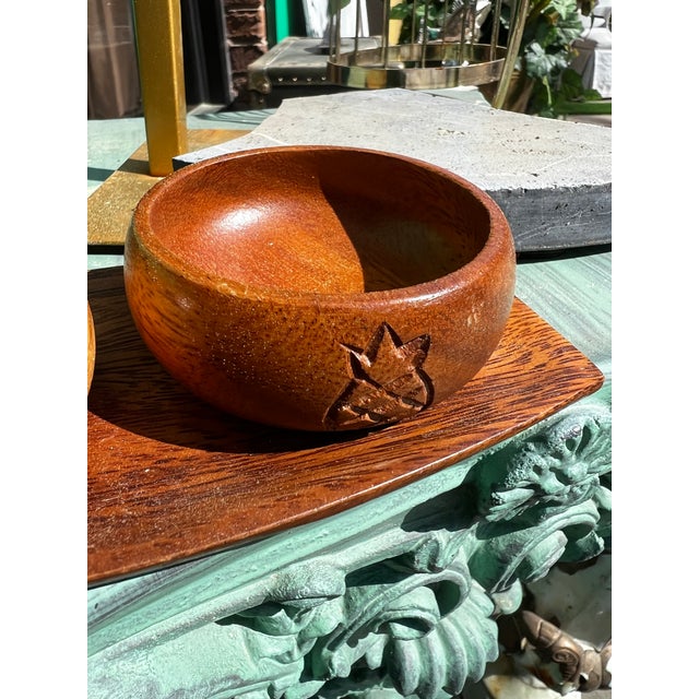 1970s Pair of Hand Carved Bowls and Tray With Pineapple Accents- Set of 3 For Sale - Image 11 of 12