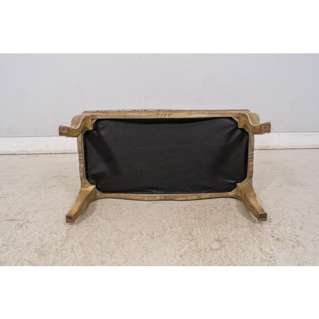 Vintage French Shell Carved Upholstered Bench W. New Upholstery For Sale - Image 11 of 11