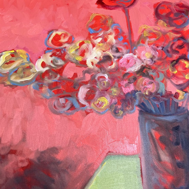 Contemporary Original Alexandra Brown Abstract Floral Still Life Oil Painting Framed For Sale - Image 4 of 6