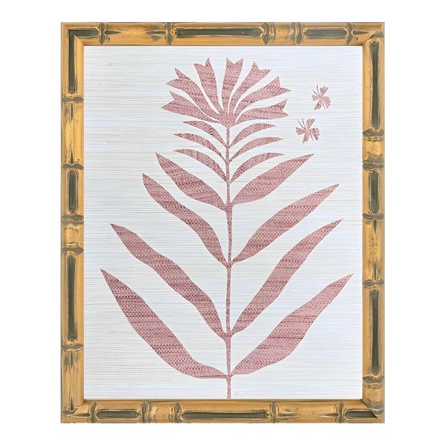 Blush Bamboo Framed Botanical Collage I For Sale