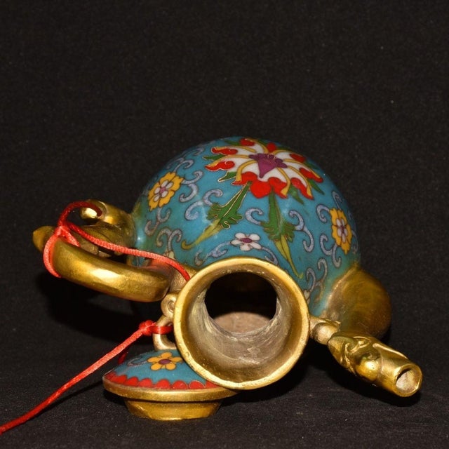 Metal Late 19th Century Cloisonné Enamel Ewer With Dragon Spout, 1.2kg For Sale - Image 7 of 9