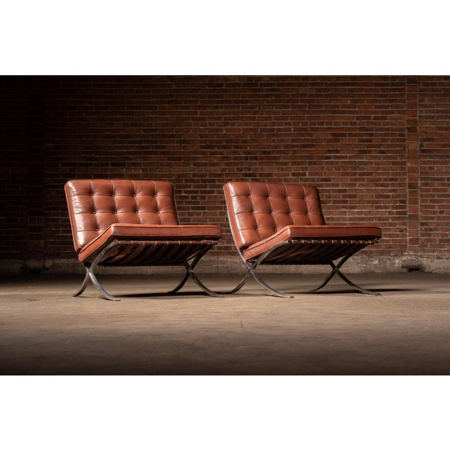 1970s Pair of Barcelona Chairs - Mies Van Der Rohe for Knoll For Sale - Image 5 of 16
