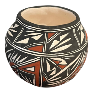 Late 20th Century Acoma Pueblo Polychrome Pottery Seed Jar by C. Estevan - New Mexico - 5"x5"