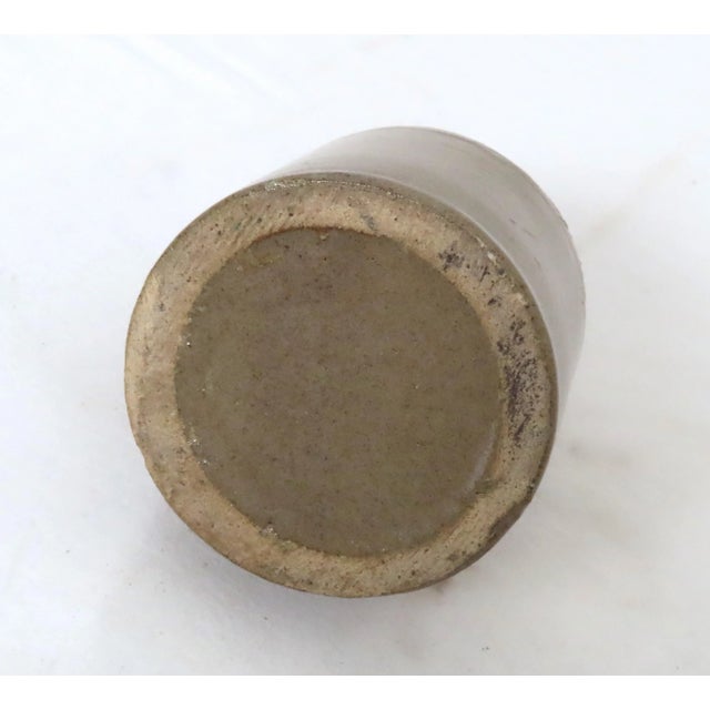 Unusual Small Pint Size Antique Classic Style American Stoneware Spirits Jug For Sale - Image 10 of 13