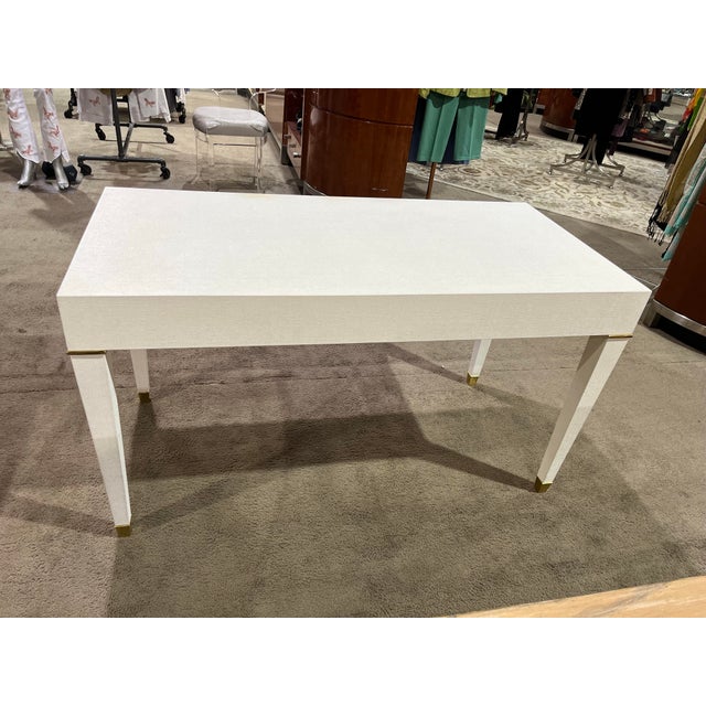 Contemporary Attributed to Villa & House Linen Texture "Claudette" Vanity Desk For Sale - Image 3 of 8