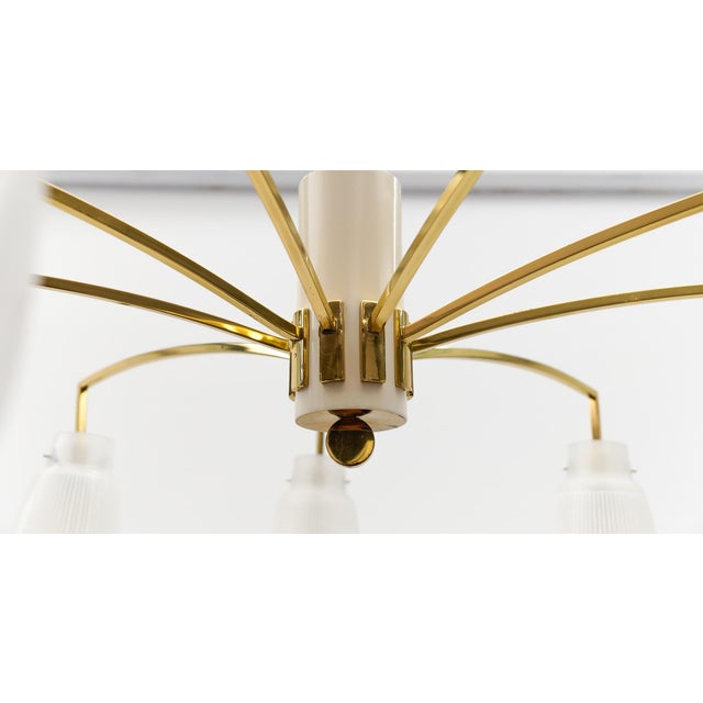 Mid-Century Modern Nine-Armed Brass and Glass Sputnik Lamp, 1950 For Sale - Image 6 of 13