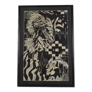 Framed Signed Tara Aarons American Native American Wood Block Print