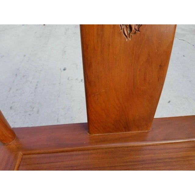 Wood Henredon Style Asian Chinoiserie Solid Wood Dining Accent Desk Armchair For Sale - Image 7 of 12