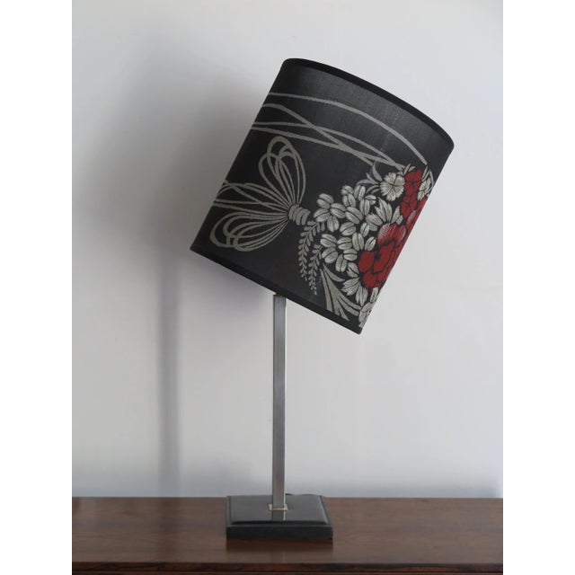 - Delvaux design lamp produced in Belgium in the 60s - Leather base and chrome stem with adjustable lampshade - New shade...