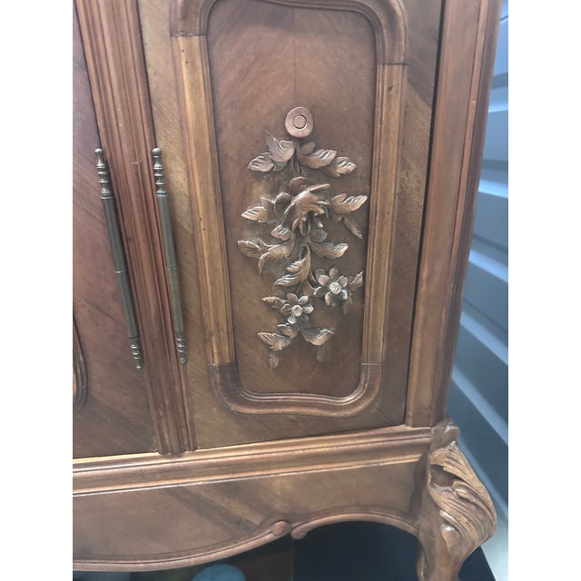 19th Century French Louis XV Walnut Wood Armoire Mirror Three Antique For Sale - Image 12 of 17