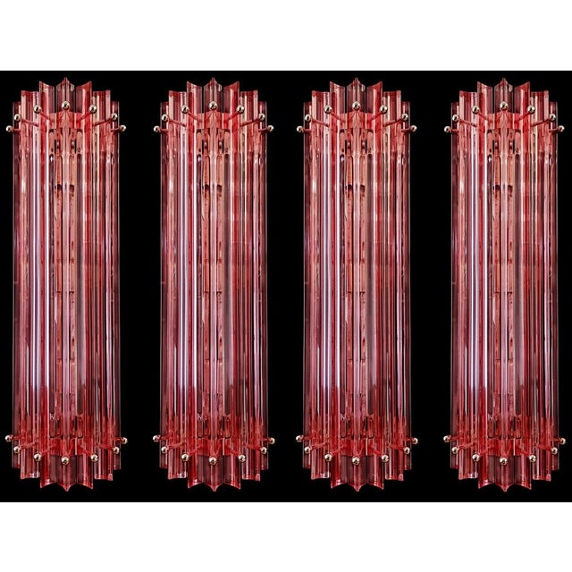 Mid-Century Modern Mid-Century Italian Pink Murano Glass Wall Sconces, 1990s, Set of 4 For Sale - Image 3 of 17