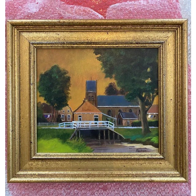 Modern Piet de Vries, Brug bij Molkwerum, Oil on Panel For Sale - Image 3 of 5