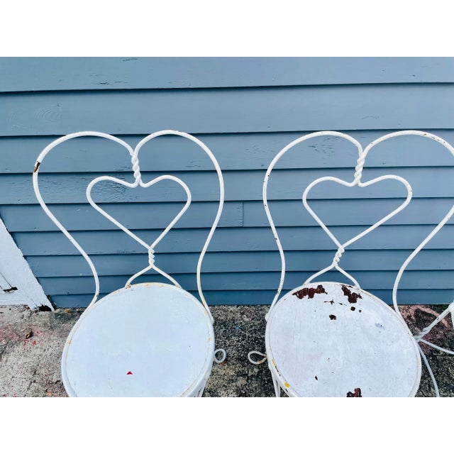 Metal Vintage Wrought Ice Cream Parlor Chairs - Set of 4 For Sale - Image 7 of 11