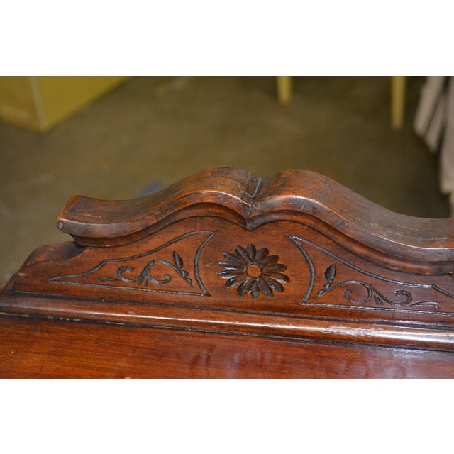 Vintage Carved Mahogany Wood Coal Holder Purdonium W/ Metal Removable Insert / Mirror & Shelf For Sale - Image 12 of 14