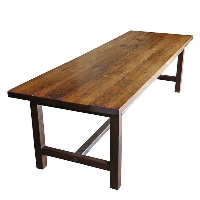 Large Antique Refectory Dining Table in Oak, 1900 For Sale - Image 3 of 11