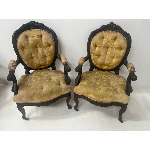 20th Century Napoleon III Louis XV Armchairs in Pearwood, Set of 2 For Sale - Image 8 of 15