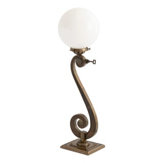 Early 20th Century Art Deco Bronze Scroll Form Lamp For Sale