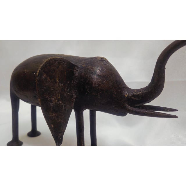 1970s Mid 20th Century African Bronze Elephant Sculpture Art For Sale - Image 5 of 16