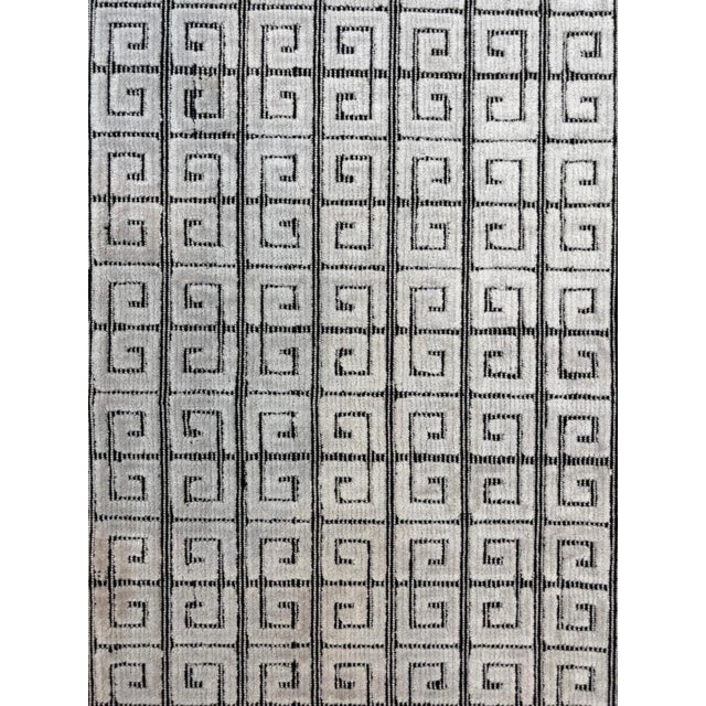 Silk and wool pile genuine hand made Modern Style Rug- Raised pattern.