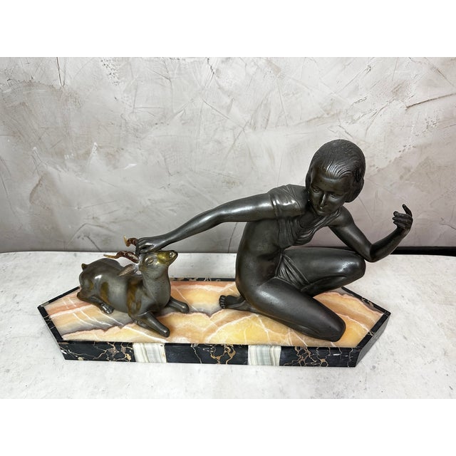Art Deco, Unknown, Figurative Sculpture, 1930, Spelter and Marble For Sale - Image 11 of 17
